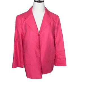 Talbots 100% Linen Open Front Blazer-Size 14-Lined-Coral Pink-NEW WITH TAGS